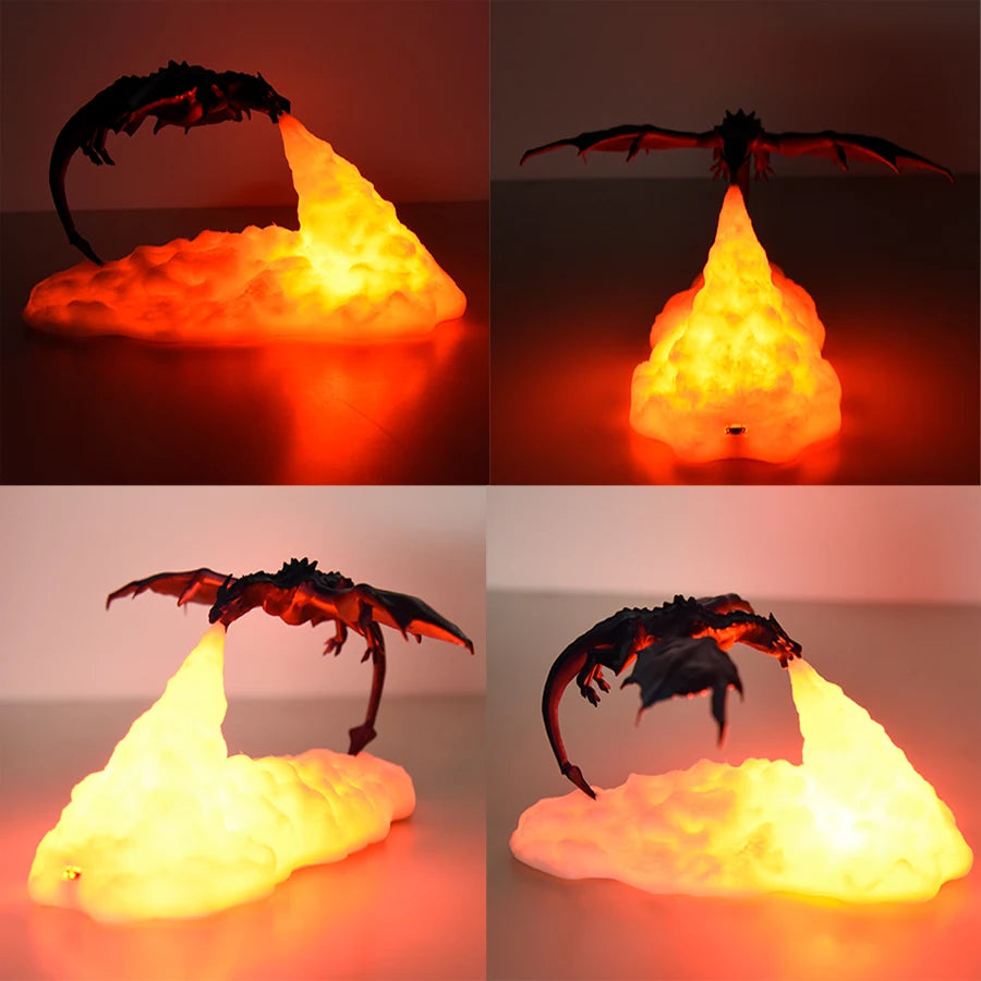 DragonGlow: 3D Fire & Ice LED Lamp