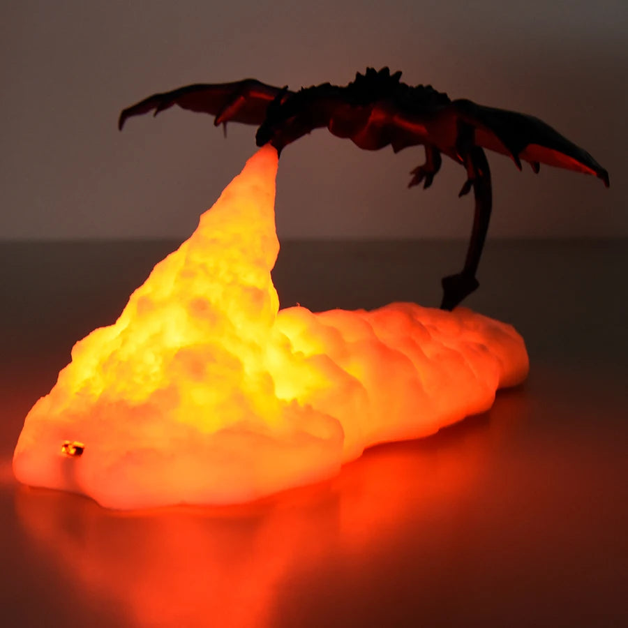 DragonGlow: 3D Fire & Ice LED Lamp