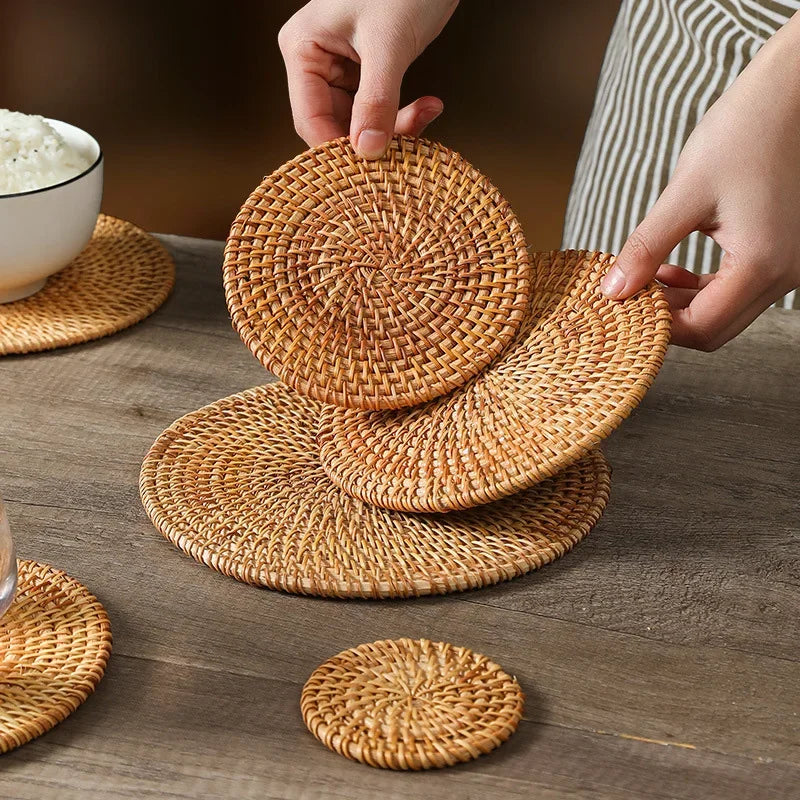 RattanNest: Handwoven Natural Coasters & Placemats