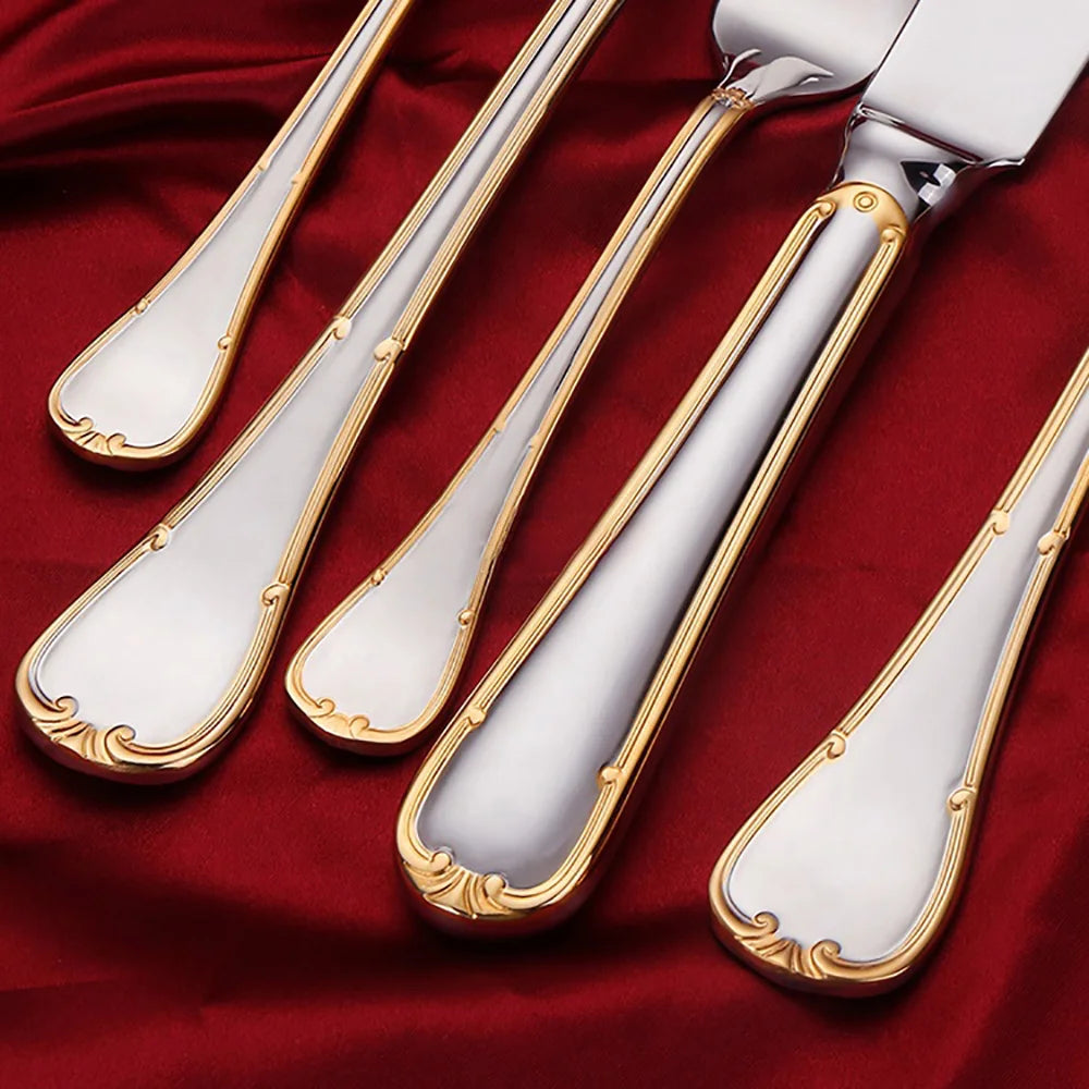 LuxeGleam: Gold Stainless Steel Cutlery Set