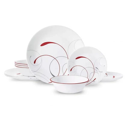 Corelle Radiance: Red & White Elegance Dinnerware Set