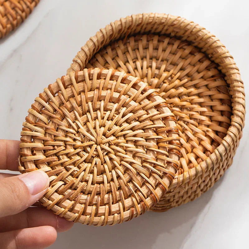 RattanNest: Handwoven Natural Coasters & Placemats