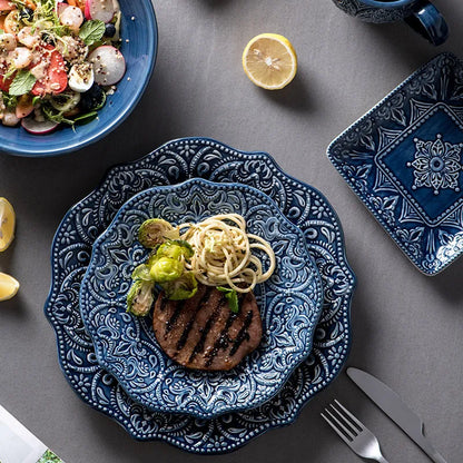 NordicLuxe: Embossed Ceramic Tableware Set