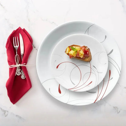 Corelle Radiance: Red & White Elegance Dinnerware Set