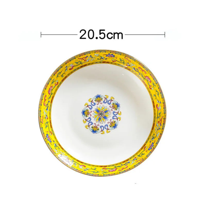 GildedElegance: Enamel Ceramic Deep Plate