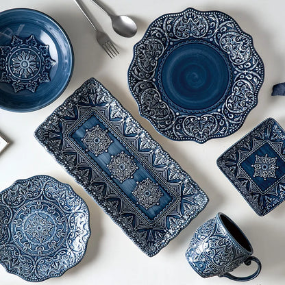 NordicLuxe: Embossed Ceramic Tableware Set