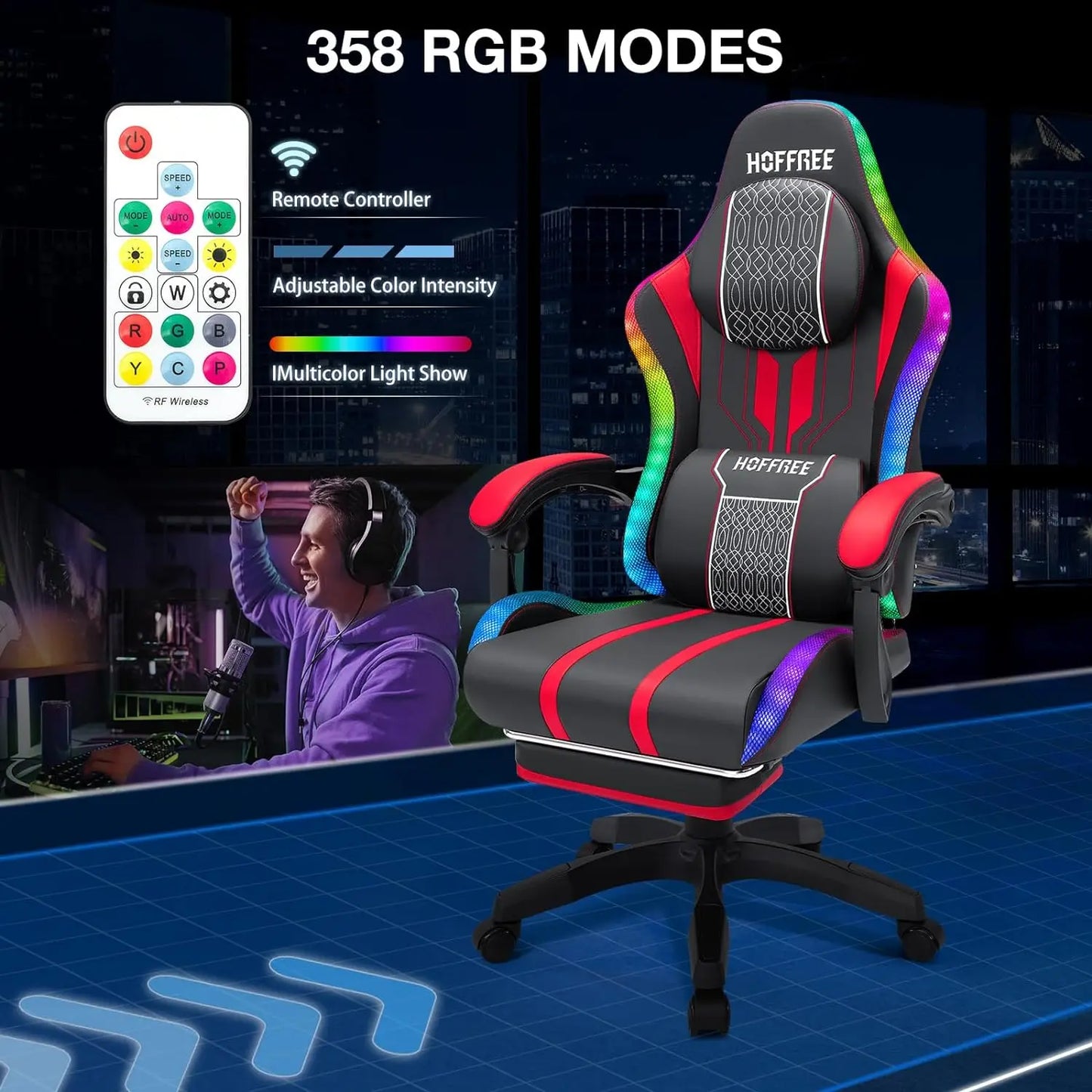 ThunderSeat: LED Gaming Chair with Speakers & Massage