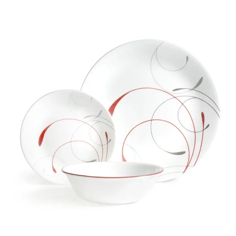 Corelle Radiance: Red & White Elegance Dinnerware Set