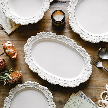 RegalElegance: Baroque Embossed Dinnerware Set