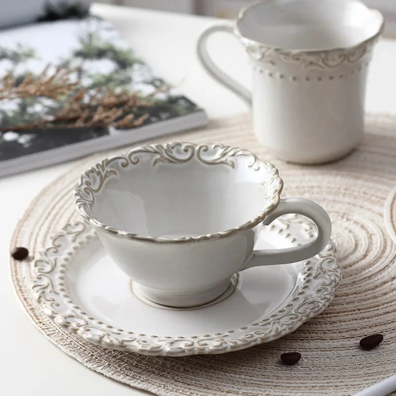 RegalElegance: Baroque Embossed Dinnerware Set