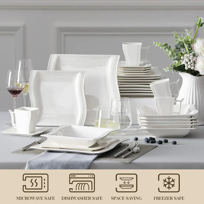 IvorySquare: 30-Piece Modern Dinnerware Set