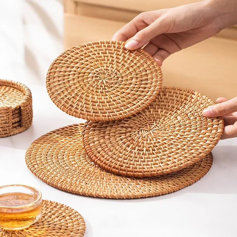 RattanNest: Handwoven Natural Coasters & Placemats