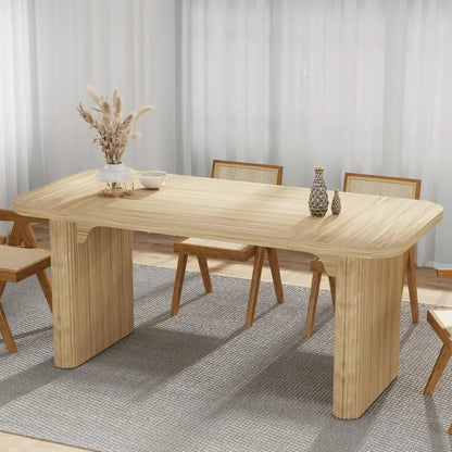 HarvestPedestal: Farmhouse Dining Table