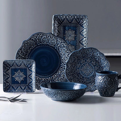 NordicLuxe: Embossed Ceramic Tableware Set