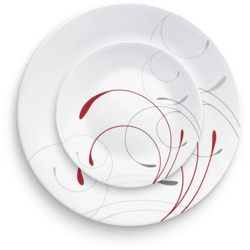 Corelle Radiance: Red & White Elegance Dinnerware Set