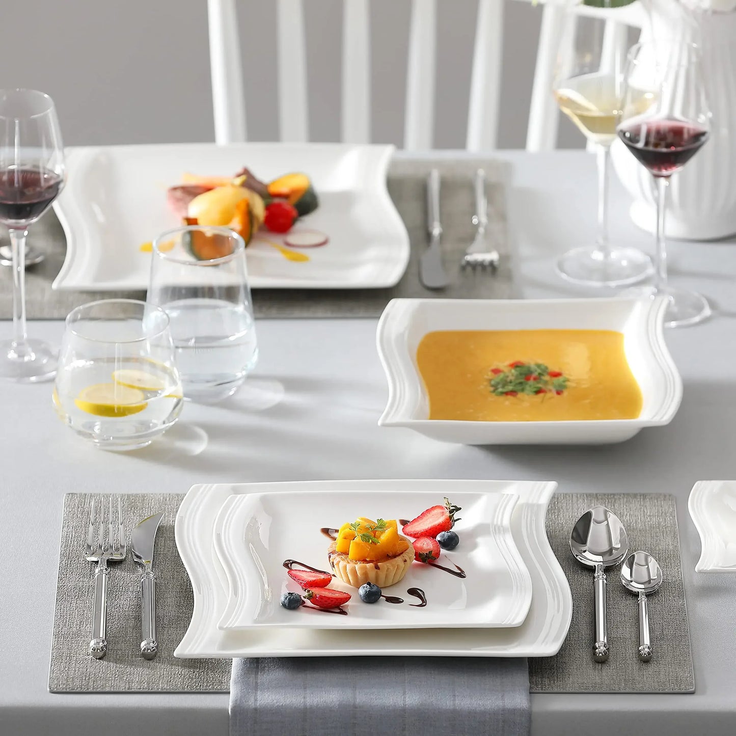 IvorySquare: 30-Piece Modern Dinnerware Set