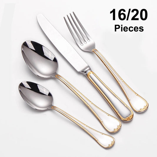 LuxeGleam: Gold Stainless Steel Cutlery Set